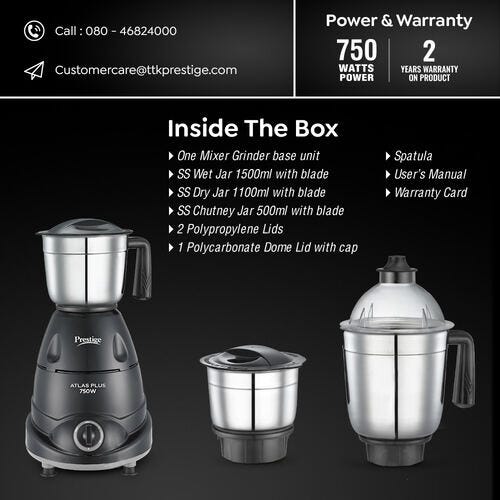 Prestige Atlas Plus 3 Jar 750 Juicer Mixer Grinder