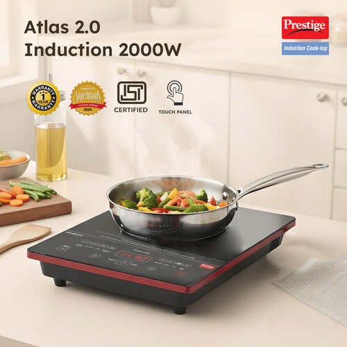 Prestige 2000 W Induction Cooktop Touch Panel (Black, Red, Atlas 2.0)