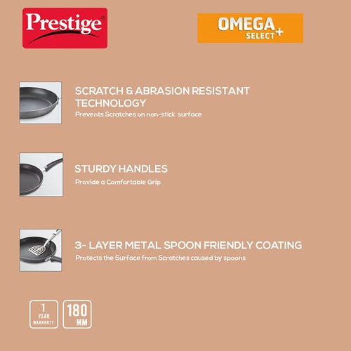 Prestige Omega Select Plus Teflon Non-stick Coated Fry Pan (Black)