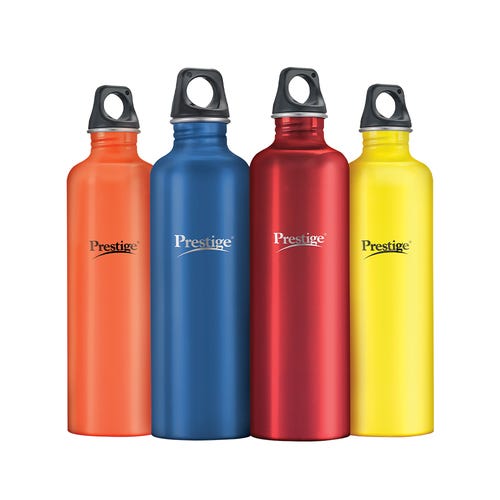Prestige Coloured Stainless Steel Water Bottle (PSWBC 13) 750Ml Each (Red, Blue, Orange and Yellow)