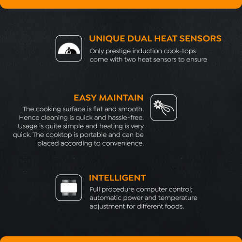 Prestige Spark 1200 W Induction Cooktop(Unique Dual Heat Sensors, Power Saving Technology, Indian Menu Options, Black)