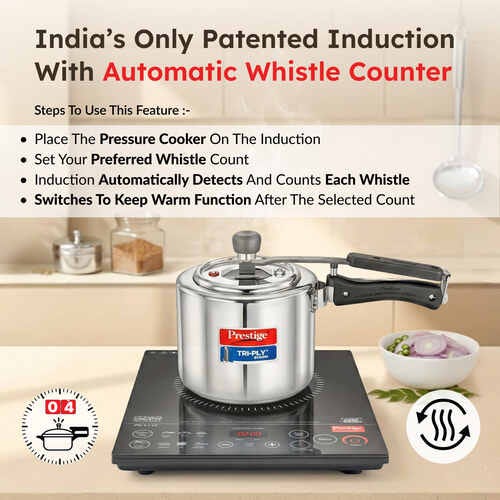 Prestige PIC 6.1 V3 2200 Watts Induction Cooktop with Indian Menu Options | Dual Heat Sensor