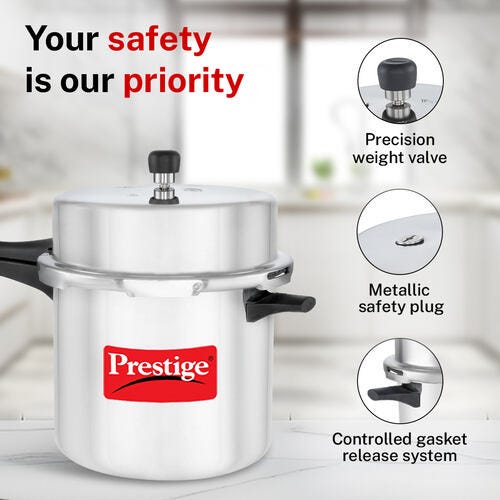Prestige Popular Virgin Aluminium Precision Weight Valve Pressure Cooker, 12 L (Silver)