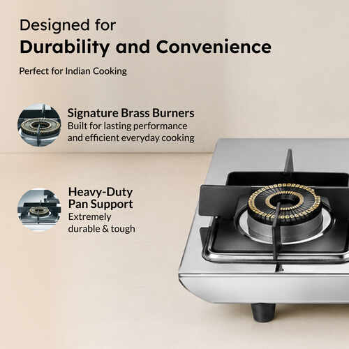 Prestige Valora Stainless Steel L.P. Gas Stove (With Stainless Steel Body and 3 Unit Brass Burners)