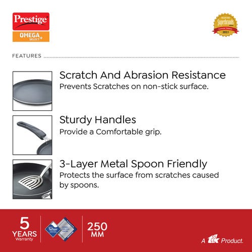 Prestige Omega Select Plus Non-stick Omni Tawa, (Black)
