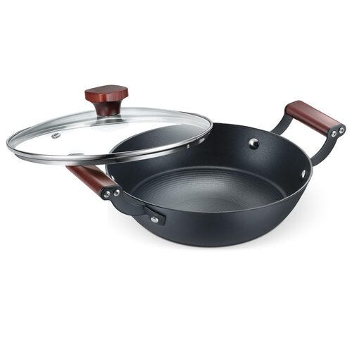 Prestige Castlite Patterned Enamel Coated Cast Iron Kadai | High Heat Retention, Rust-Proof | Gas & Induction Compatible | Low-Oil Cooking | Stay-Cool Handles | Easy Clean | 15Y Warranty