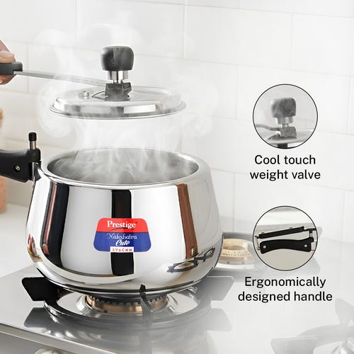 Prestige Nakshatra Cute Svachh Stainless Steel Spillage Control Pressure Cooker, 3 L (Silver)