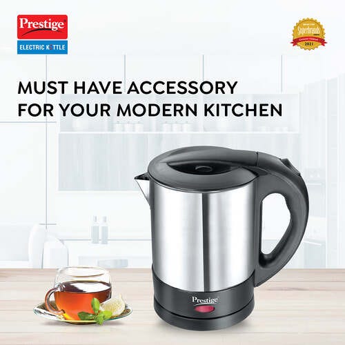 Prestige PKSS 1.0 Stainless Steel Electric Kettle 1350W, 1.0L (Silver)