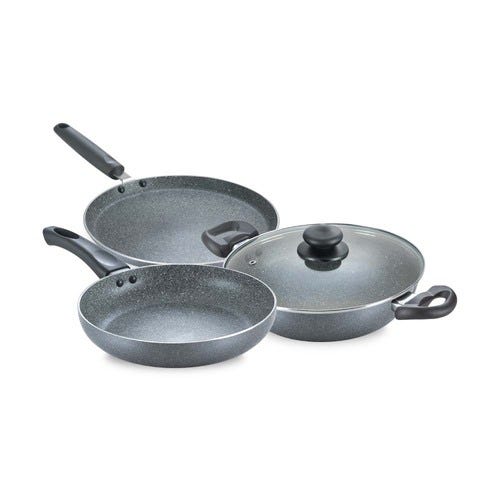 PRESTIGE OMEGA GREY GRANITE ALUMINIUM NON-STICK COOKWARE 3 PCS FESTIVAL PACK