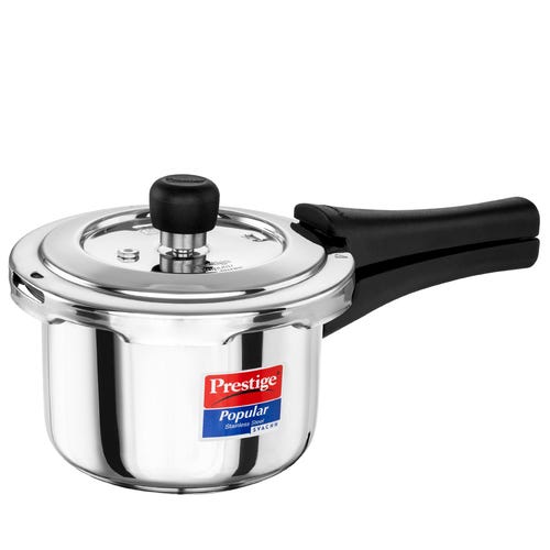 Prestige Svachh Popular Spillage Control Stainless Steel Pressure Cooker, (Silver) | Gas and Induction Compatible 1.5 L