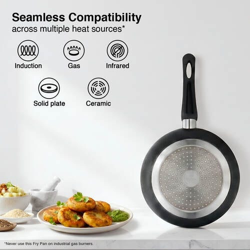 Prestige Omega Deluxe Granite Non-stick Round Base Fry Pan, 20cm, 1.1L (Black)