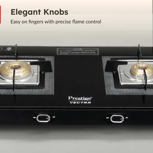 Prestige Vectra Gas Table | Powder Coated Body | Glass Top with Brass Burners