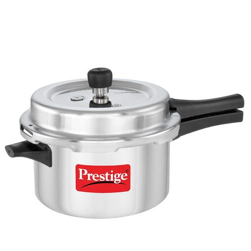 Prestige Popular Svachh Virgin Aluminium Spillage Control Pressure Cooker (Silver) 4 L