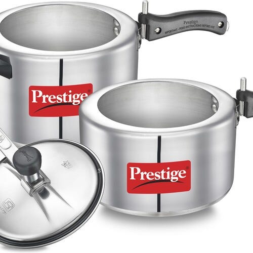 Prestige Nakshatra Plus 5 L, 3 L Inner Lid Induction Bottom Pressure Cooker (Aluminium)