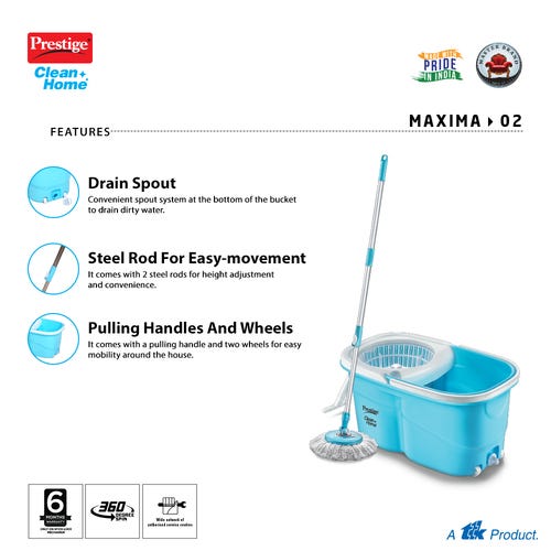 Prestige Cleanhome Maxima Magic Mop 02 with 2 Mop Heads