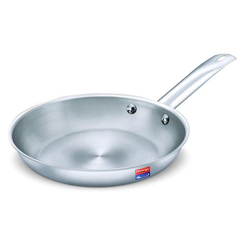 Prestige Tri-ply Splendor Stainless Steel Thick Gauge Fry Pan, (Silver)