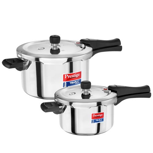 Prestige Tri-Ply Svachh Outer Lid Pressure Cooker Combi Pack