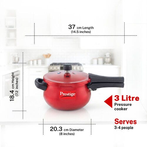 Prestige Deluxe Plus Aluminium Outer Lid Pressure Handi, Red