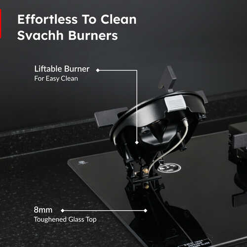 Prestige Svachh Efficia Hob 03 AI (with Toughened Glass Top Multi Spark Ignition System & 3 Brass Burners)