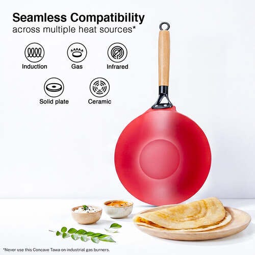 Prestige Castlite Enamel Coated Lightweight Cast Iron Concave Tawa 25cm | High Heat Retention, Rust-Proof | Gas & Induction Compatible | Low-Oil Cooking | Stay-Cool Handle | Easy Clean | 15Y Warranty