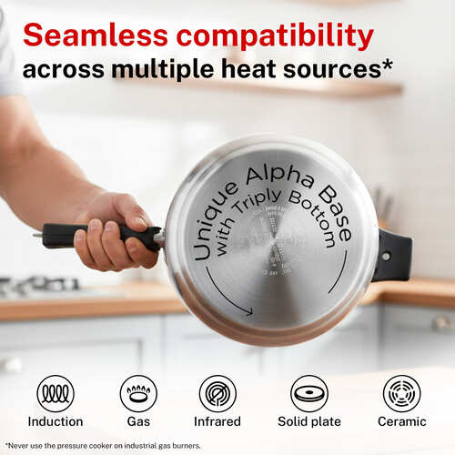Prestige Nakshatra Alpha Svachh Stainless Steel Spillage Control Pressure Cooker 5 L (Silver)
