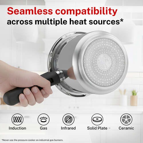 Prestige Svachh Aluminium Anti Bulge Gas and Induction Compatible Pressure Cooker, 3 L (Silver)