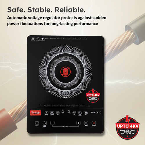 Prestige PIRC 3.0 Plus 2400 Watts Infrared Cooktop | Preset Indian Menu Option with Timer | Compatible With Any Metal Cookware With Flat Bottom | Easy to clean | Portable | Black | 1Y Warranty