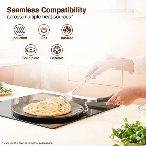 Prestige Hard Anodised Plus Gas and Induction Compatible Roti Tawa, 26.5cm (Black)