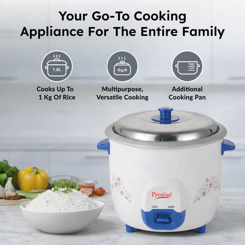 Prestige Atlas Delight Electric Rice Cooker (1.8 L, Blue)