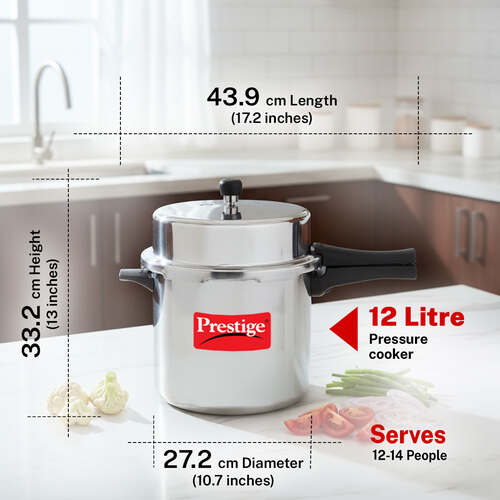 Prestige Popular Virgin Aluminium Precision Weight Valve Pressure Cooker, 12 L (Silver)