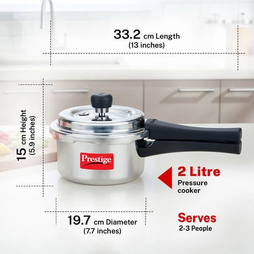 Prestige Popular Plus Svachh Virgin Aluminium Spillage Control Pressure Cooker, 2 L (Silver)