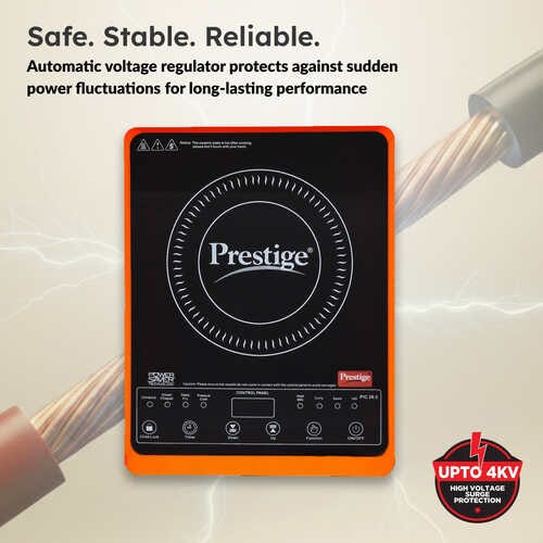 Prestige PIC 29.0 Induction Cooktop 2000 W with Pre-set Indian Menu Options (Orange)