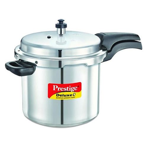 Prestige Deluxe Plus Gas and Induction Compatible Aluminium Pressure Cooker, 7 Litres, Silver