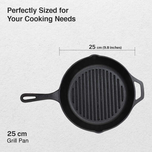 Prestige Cast Iron Scratch Resistant Gas and Induction Compatible Grill Pan, (Black)