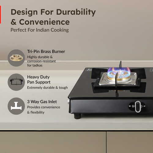 Prestige Quadra Gas Table with Powder Coated Body Glass Top