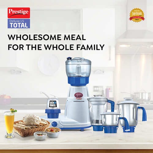 Prestige Delux LS 750 W Mixer Grinder, 5 Jars (1500 ml, 1500 ml, 300 ml) (Blue)