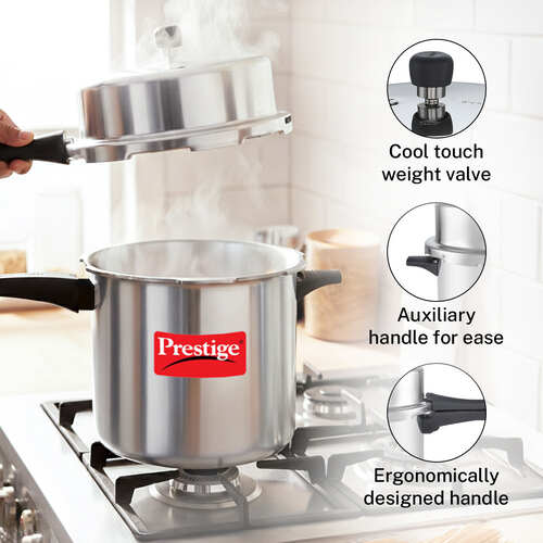 Prestige Popular Virgin Aluminium Precision Weight Valve Pressure Cooker, 12 L (Silver)