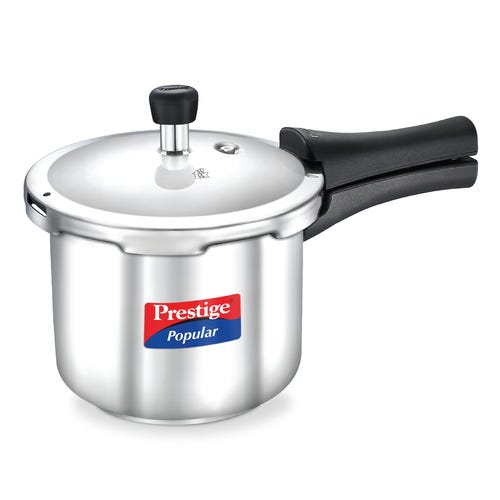 Prestige Popular Stainless Steel Gas and Induction Compatible Pressure Cooker (Silver)