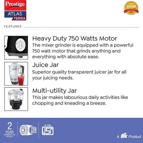 Prestige High Power 750 W Juicer Mixer Grinder