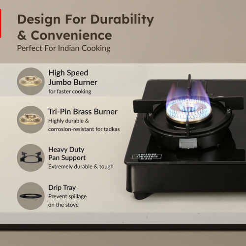 Prestige Svachh Neo Toughened Glasstop Gas Stove with Liftable 4 Burners (Black) - GTSN 04 L