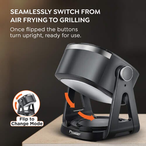 Prestige AirFlip 4.5L Air Fryer | Dual Mode - Air Frying & Grilling | 360° View Glass Basket | 80% less Oil Consumption | 5 Preset Menu | 1500 Watts |  Easy to Clean |  1Y Warranty | ISI Certified