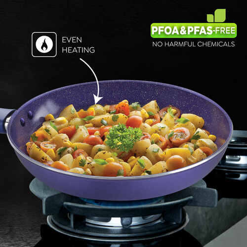 Prestige Ceraglide Ceramic Coated 28 cm Non-Stick Fry Pan | Consumes Less Oil | Preferred For High Heating & Even Heating | Stain-Resistant | Gas & Induction Compatible | No Harmful Chemicals