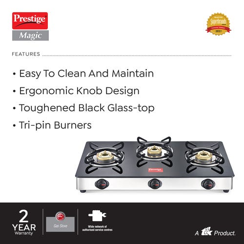 Prestige Magic Glass Top Gas Stove - GTMC SS