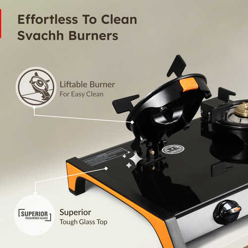 Prestige Svachh Glass Top Gas Stove (3 Burners) with Liftable Burners - GTSB-03