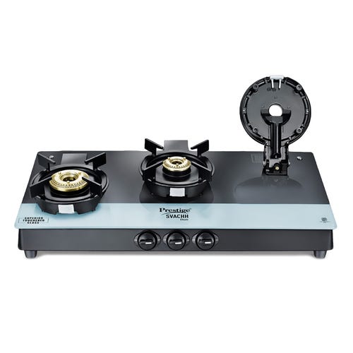 Prestige Svachh Duo Toughened Glasstop Gas Stove with Liftable 3 Burners (Black) - GTSD 03