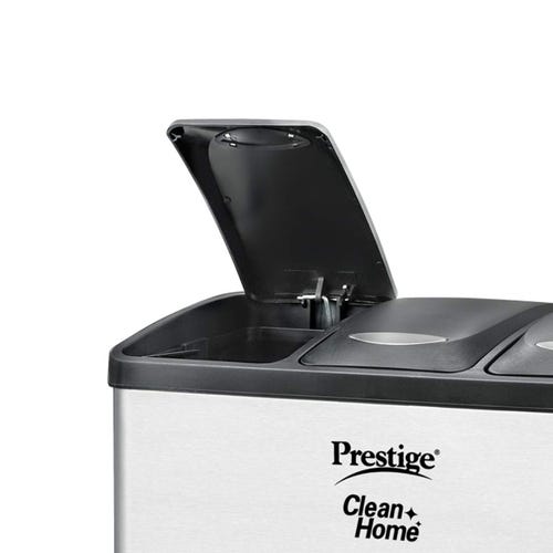 Prestige CleanHome PFBT Flip Bin (Triple) with Lid, 24L (Silver)