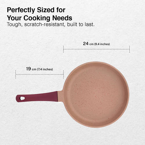 Prestige 24cm Omega Die-Cast Non-Stick Fry Pan | 3-Layer Coating | Die-Cast Body | Metal Spoon Friendly | Heavy Base | Pink