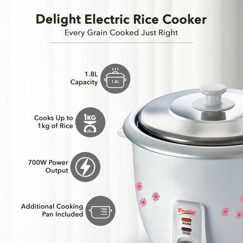 Prestige PRWO Electric Rice Cooker with Close Fit Lid