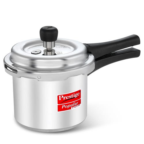 Prestige Popular Svachh Virgin Aluminium Gas and Induction Compatible Pressure Cooker, (Silver)