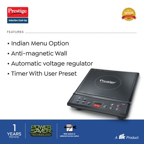 Prestige Rio ICT Induction Cooktop 1200W with Indian Menu Options (Black)